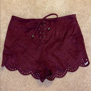Suede Cutout Shorts